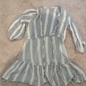 Blue Island Black and White Striped Top